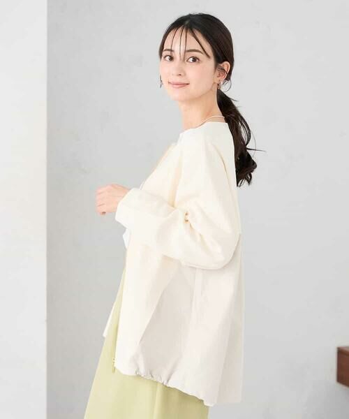 a.v.v / アー・ヴェ・ヴェ ノーカラージャケット | 異素材切り替えノーカラーブルゾン | 詳細4