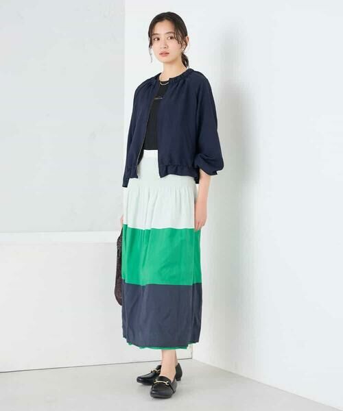 a.v.v / アー・ヴェ・ヴェ ノーカラージャケット | 【接触冷感/UVカット】リネンライクノーカラージップブルゾン【セットアップ対応/アンチピリング】 | 詳細12