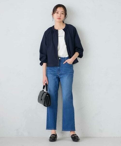 a.v.v / アー・ヴェ・ヴェ ノーカラージャケット | 【接触冷感/UVカット】リネンライクノーカラージップブルゾン【セットアップ対応/アンチピリング】 | 詳細3