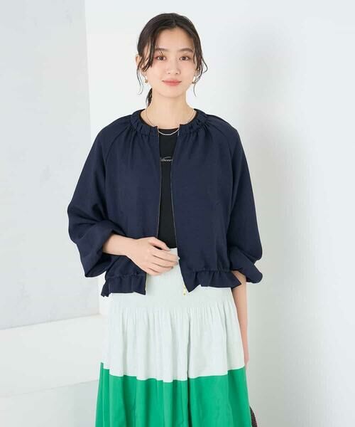 a.v.v / アー・ヴェ・ヴェ ノーカラージャケット | 【接触冷感/UVカット】リネンライクノーカラージップブルゾン【セットアップ対応/アンチピリング】 | 詳細6