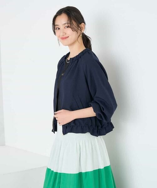 a.v.v / アー・ヴェ・ヴェ ノーカラージャケット | 【接触冷感/UVカット】リネンライクノーカラージップブルゾン【セットアップ対応/アンチピリング】 | 詳細9