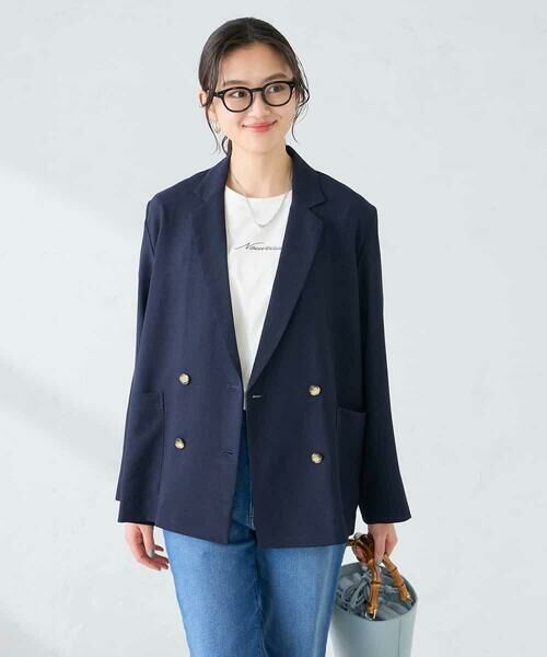 a.v.v / アー・ヴェ・ヴェ セットアップ | 【接触冷感/UVカット】リネンライクダブルブレストジャケット【セットアップ対応/アンチピリング】 | 詳細1