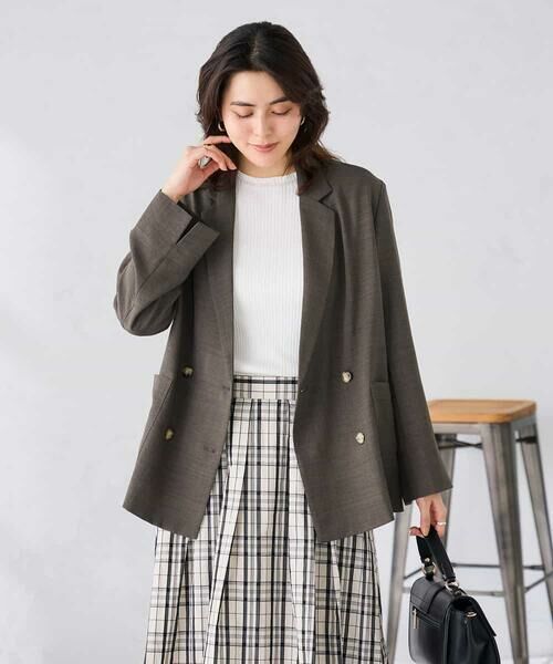 a.v.v / アー・ヴェ・ヴェ セットアップ | 【接触冷感/UVカット】リネンライクダブルブレストジャケット【セットアップ対応/アンチピリング】 | 詳細14