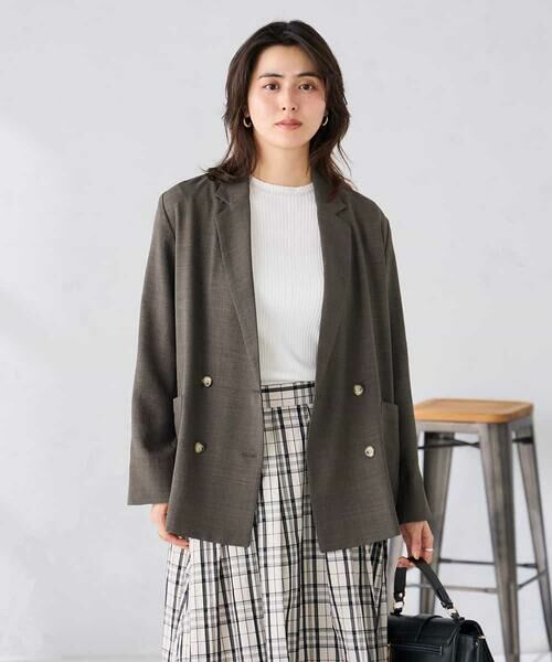 a.v.v / アー・ヴェ・ヴェ セットアップ | 【接触冷感/UVカット】リネンライクダブルブレストジャケット【セットアップ対応/アンチピリング】 | 詳細15