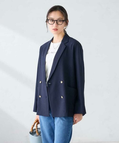 a.v.v / アー・ヴェ・ヴェ セットアップ | 【接触冷感/UVカット】リネンライクダブルブレストジャケット【セットアップ対応/アンチピリング】 | 詳細2