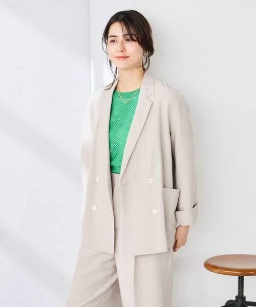 a.v.v / アー・ヴェ・ヴェ セットアップ | 【接触冷感/UVカット】リネンライクダブルブレストジャケット【セットアップ対応/アンチピリング】 | 詳細9