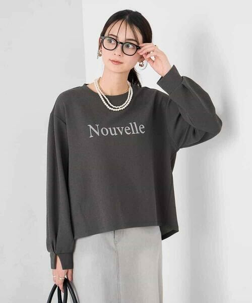 a.v.v / アー・ヴェ・ヴェ カットソー | フロッキープリントプルオーバー（ダークグレー）