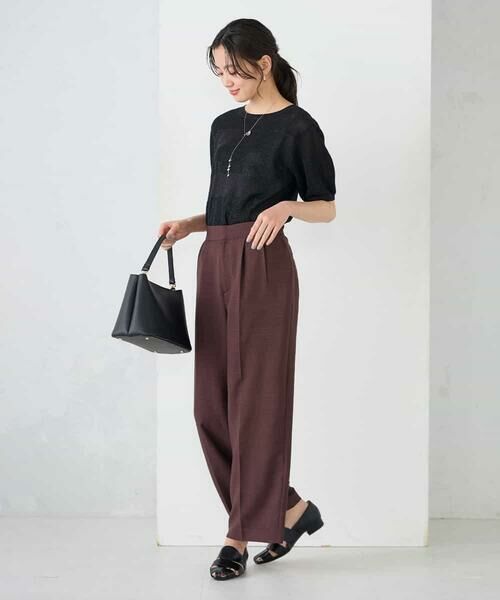 a.v.v / アー・ヴェ・ヴェ その他パンツ | 【接触冷感/UVカット】リネンライク2タックワイドパンツ【セットアップ対応/アンチピリング】 | 詳細10