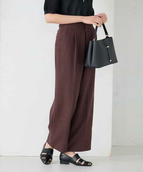 a.v.v / アー・ヴェ・ヴェ その他パンツ | 【接触冷感/UVカット】リネンライク2タックワイドパンツ【セットアップ対応/アンチピリング】 | 詳細4