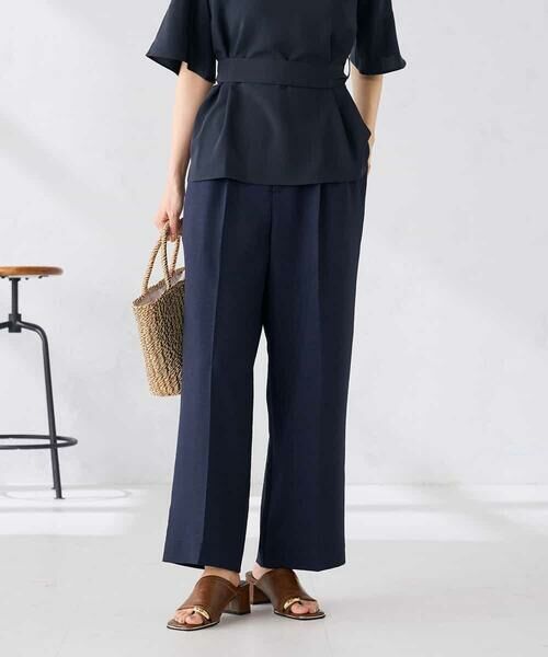 a.v.v / アー・ヴェ・ヴェ その他パンツ | 【接触冷感/UVカット】リネンライク2タックワイドパンツ【セットアップ対応/アンチピリング】（ネイビー）