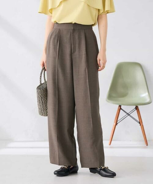 a.v.v / アー・ヴェ・ヴェ その他パンツ | 【接触冷感/UVカット】リネンライク2タックワイドパンツ【セットアップ対応/アンチピリング】（ダークグレー）