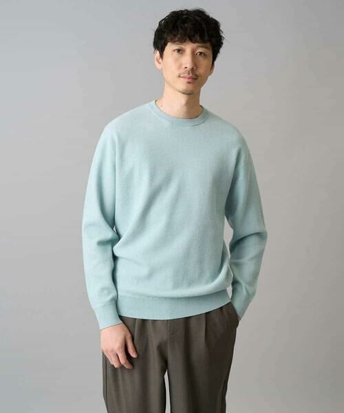 a.v.v / アー・ヴェ・ヴェ ニット・セーター | 【洗濯機で洗える】タックメッシュクルーネックニット（グリーン）