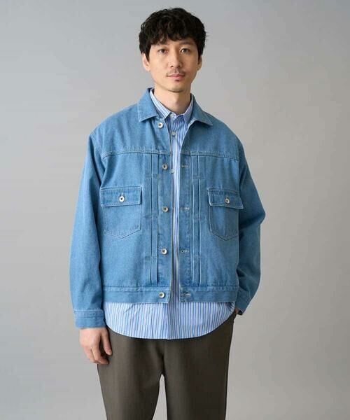 a.v.v / アー・ヴェ・ヴェ Gジャン・デニムジャケット | 【洗濯機で洗える】ワイドシルエットデニムジャケット（ブルー）
