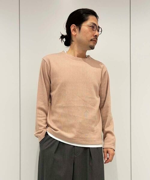 a.v.v / アー・ヴェ・ヴェ カットソー | 【イージーケア/洗濯機で洗える】畔裏起毛フェイクレイヤードカットソー（ピンク）