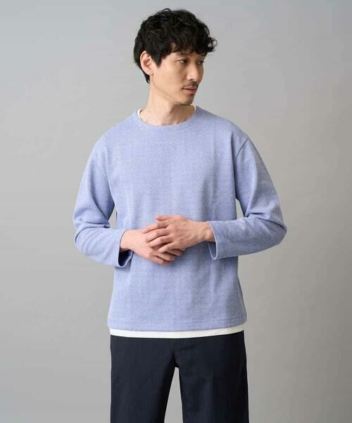 a.v.v / アー・ヴェ・ヴェ カットソー | 【イージーケア/洗濯機で洗える/毛玉になりにくい】ヘンケイヘリンボンフェイクレイヤードカットソー | 詳細13