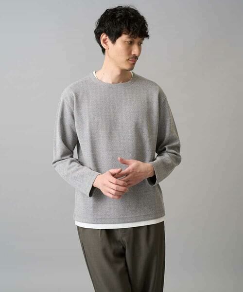 a.v.v / アー・ヴェ・ヴェ カットソー | 【イージーケア/洗濯機で洗える/毛玉になりにくい】ヘンケイヘリンボンフェイクレイヤードカットソー | 詳細15