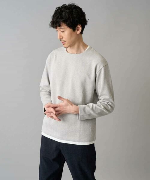 a.v.v / アー・ヴェ・ヴェ カットソー | 【イージーケア/洗濯機で洗える/毛玉になりにくい】ヘンケイヘリンボンフェイクレイヤードカットソー | 詳細18