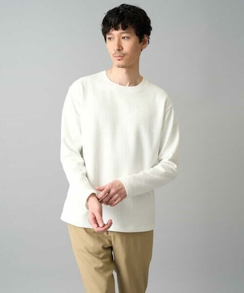 a.v.v / アー・ヴェ・ヴェ カットソー | 【イージーケア/洗濯機で洗える/毛玉になりにくい】キカジャガードクルーネックプルオーバー（ホワイト）