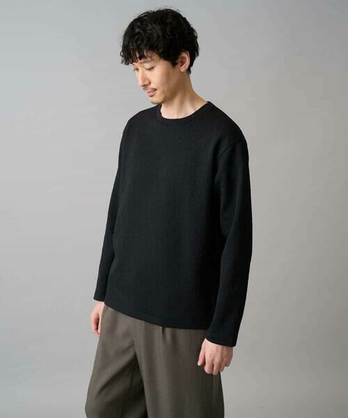 a.v.v / アー・ヴェ・ヴェ カットソー | 【イージーケア/洗濯機で洗える/毛玉になりにくい】キカジャガードクルーネックプルオーバー（ブラック）