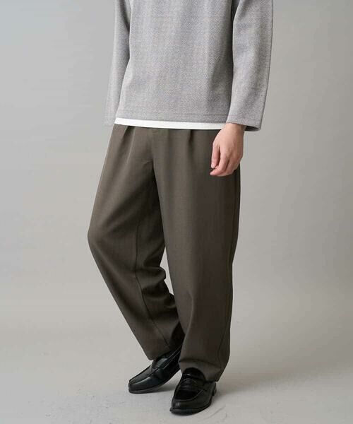 a.v.v / アー・ヴェ・ヴェ チノ・ワークパンツ | 【イージーケア/洗濯機で洗える/毛玉になりにくい/ストレッチ】メランジツイルイージーバルーンパンツ（カーキ）