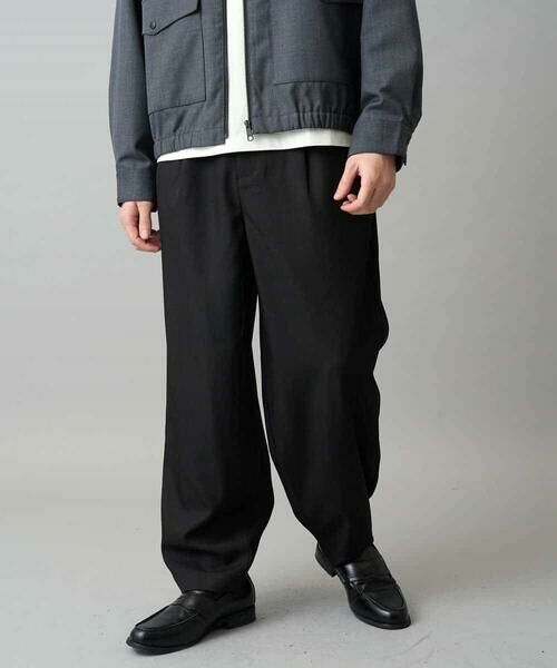 a.v.v / アー・ヴェ・ヴェ チノ・ワークパンツ | 【イージーケア/洗濯機で洗える/毛玉になりにくい/ストレッチ】メランジツイルイージーバルーンパンツ（ブラック）