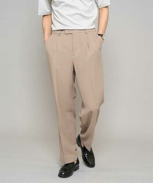 a.v.v / アー・ヴェ・ヴェ その他パンツ | 【イージーケア/洗濯機で洗える/毛玉になりにくい/ストレッチ】メッシュストレッチワンタックワイドイージースラックス（ベージュ）