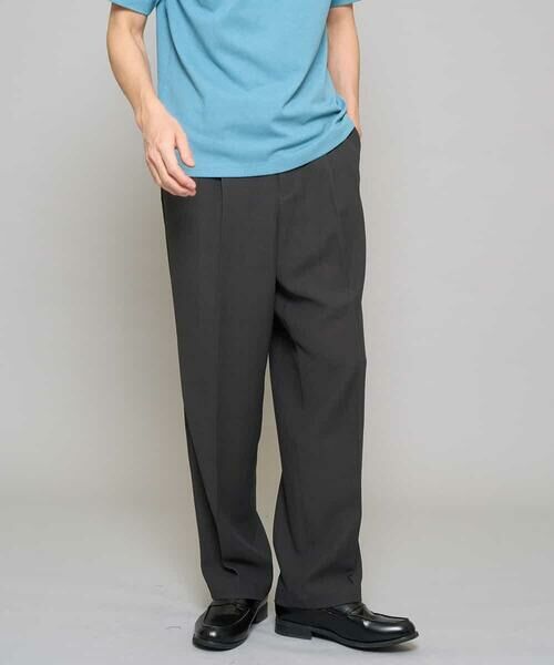 a.v.v / アー・ヴェ・ヴェ その他パンツ | 【イージーケア/洗濯機で洗える/毛玉になりにくい/ストレッチ】メッシュストレッチワンタックワイドイージースラックス（ダークグレー）