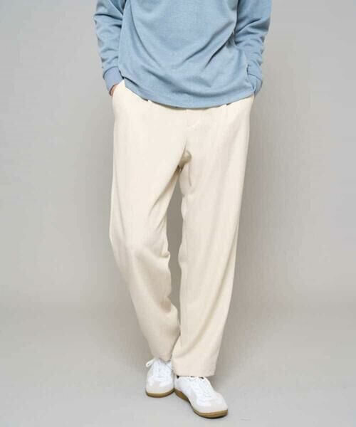 a.v.v / アー・ヴェ・ヴェ その他パンツ | 【イージーケア/洗濯機で洗える/速乾/毛玉になりにくい/ストレッチ】メランジストレッチ１タックワイドイージースラックス（アイボリー）