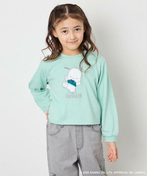 a.v.v / アー・ヴェ・ヴェ カットソー | 【数量限定】[110-140][シナモロール＆ポチャッコ]スパンコールTシャツ（グリーン）