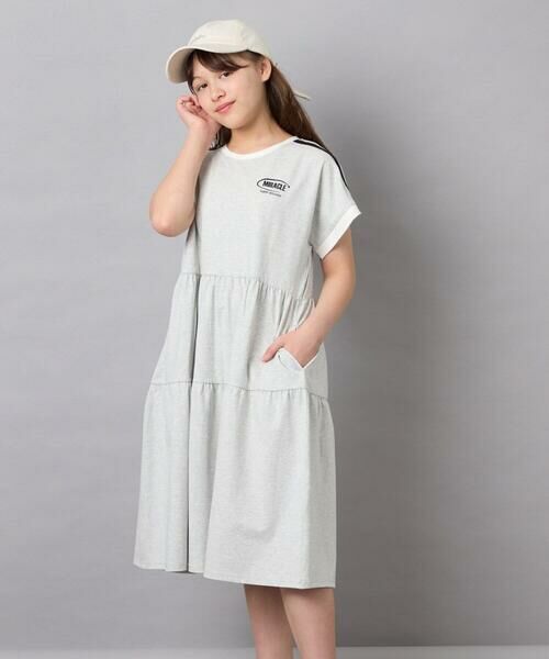 a.v.v / アー・ヴェ・ヴェ ロング・マキシ丈ワンピース | [120-160]配色ティアードワンピース（ライトグレー）