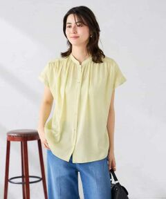 a.v.v / アー・ヴェ・ヴェ シャツ・ブラウス | 【接触冷感/UVカット】サテンギャザーブラウス【吸水速乾/イージーケア】