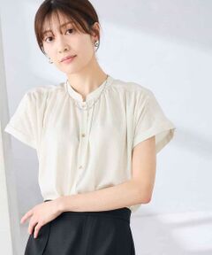 a.v.v / アー・ヴェ・ヴェ シャツ・ブラウス | 【接触冷感/UVカット】サテンギャザーブラウス【吸水速乾/イージーケア】