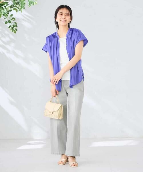 a.v.v / アー・ヴェ・ヴェ シャツ・ブラウス | 【接触冷感/UVカット】サテンギャザーブラウス【吸水速乾/イージーケア】 | 詳細14