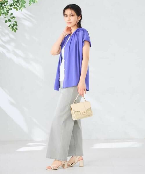 a.v.v / アー・ヴェ・ヴェ シャツ・ブラウス | 【接触冷感/UVカット】サテンギャザーブラウス【吸水速乾/イージーケア】 | 詳細15
