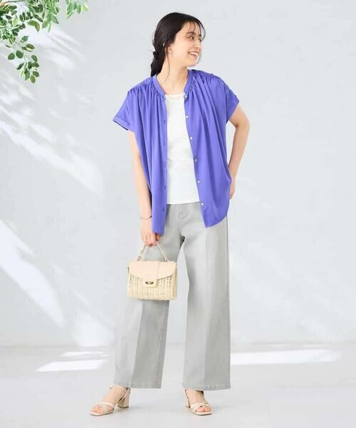 a.v.v / アー・ヴェ・ヴェ シャツ・ブラウス | 【接触冷感/UVカット】サテンギャザーブラウス【吸水速乾/イージーケア】 | 詳細17
