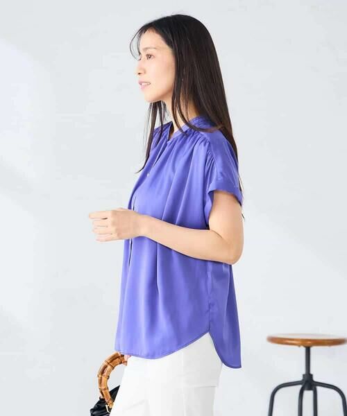 a.v.v / アー・ヴェ・ヴェ シャツ・ブラウス | 【接触冷感/UVカット】サテンギャザーブラウス【吸水速乾/イージーケア】 | 詳細21