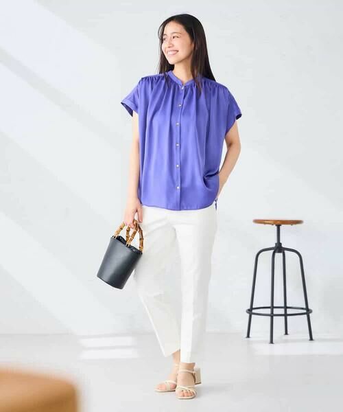 a.v.v / アー・ヴェ・ヴェ シャツ・ブラウス | 【接触冷感/UVカット】サテンギャザーブラウス【吸水速乾/イージーケア】 | 詳細22