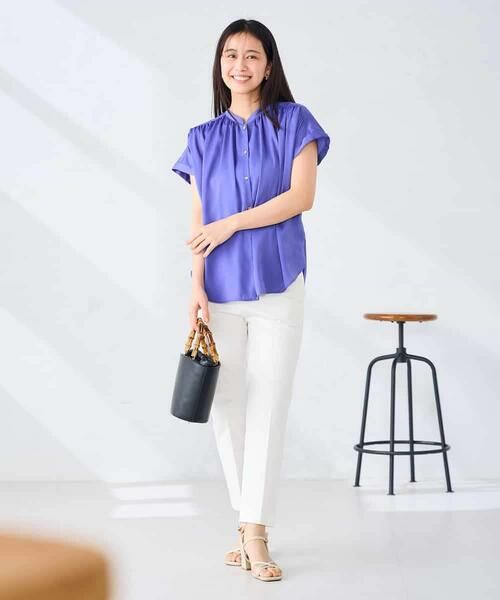 a.v.v / アー・ヴェ・ヴェ シャツ・ブラウス | 【接触冷感/UVカット】サテンギャザーブラウス【吸水速乾/イージーケア】 | 詳細23