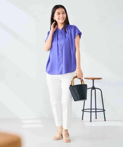 a.v.v / アー・ヴェ・ヴェ シャツ・ブラウス | 【接触冷感/UVカット】サテンギャザーブラウス【吸水速乾/イージーケア】 | 詳細25