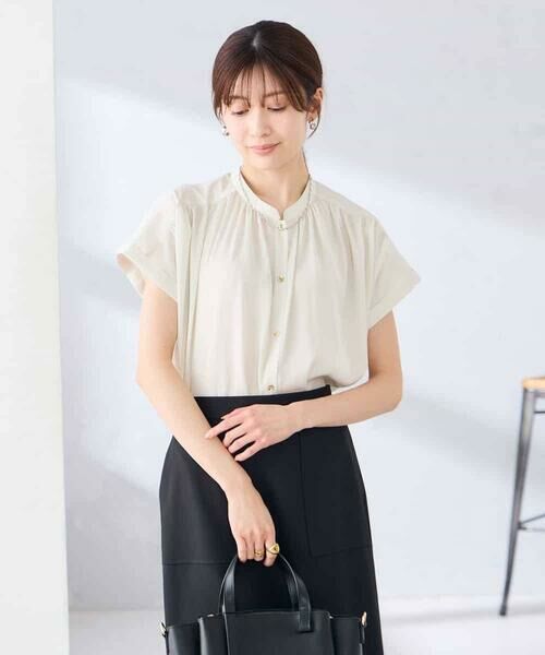 a.v.v / アー・ヴェ・ヴェ シャツ・ブラウス | 【接触冷感/UVカット】サテンギャザーブラウス【吸水速乾/イージーケア】 | 詳細29