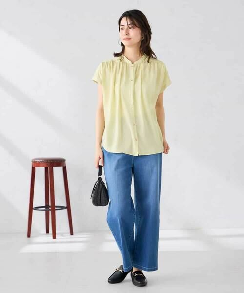 a.v.v / アー・ヴェ・ヴェ シャツ・ブラウス | 【接触冷感/UVカット】サテンギャザーブラウス【吸水速乾/イージーケア】 | 詳細3