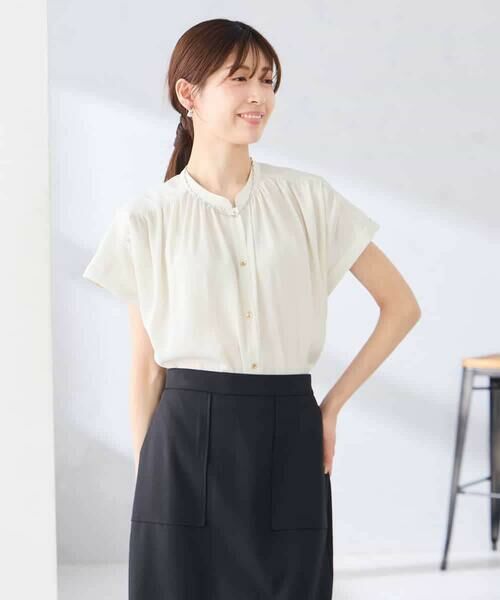 a.v.v / アー・ヴェ・ヴェ シャツ・ブラウス | 【接触冷感/UVカット】サテンギャザーブラウス【吸水速乾/イージーケア】 | 詳細30