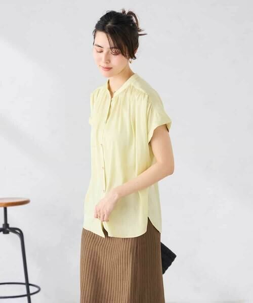a.v.v / アー・ヴェ・ヴェ シャツ・ブラウス | 【接触冷感/UVカット】サテンギャザーブラウス【吸水速乾/イージーケア】 | 詳細7
