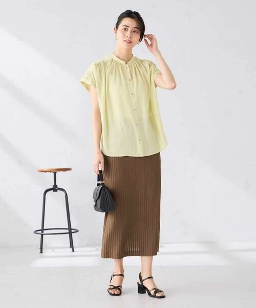 a.v.v / アー・ヴェ・ヴェ シャツ・ブラウス | 【接触冷感/UVカット】サテンギャザーブラウス【吸水速乾/イージーケア】 | 詳細9