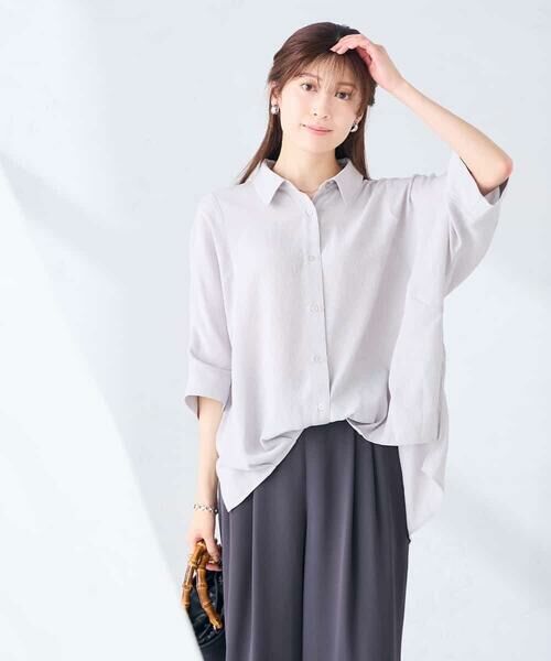 a.v.v / アー・ヴェ・ヴェ シャツ・ブラウス | 【2WAY】楊柳ドルマンシルエットシャツ（ライトグレー）