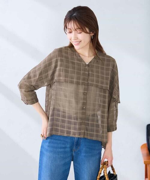 a.v.v / アー・ヴェ・ヴェ シャツ・ブラウス | ケープ風シアーブラウス | 詳細13