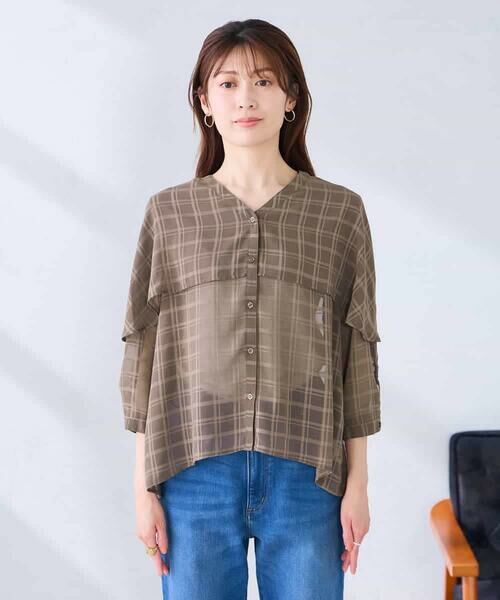 a.v.v / アー・ヴェ・ヴェ シャツ・ブラウス | ケープ風シアーブラウス | 詳細19