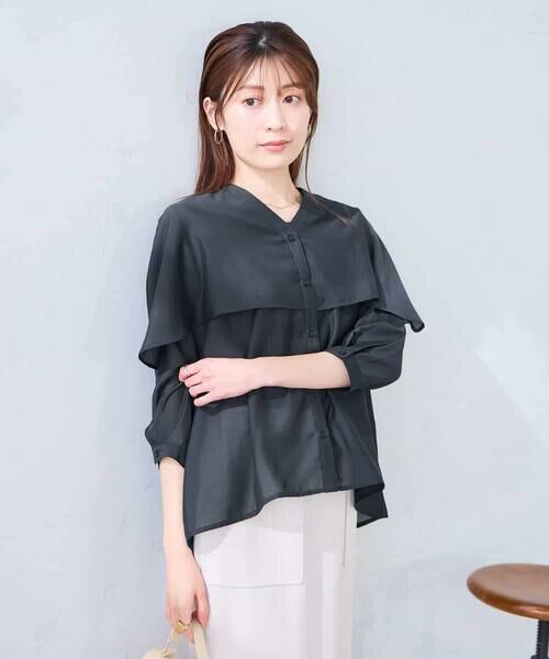 a.v.v / アー・ヴェ・ヴェ シャツ・ブラウス | ケープ風シアーブラウス | 詳細2