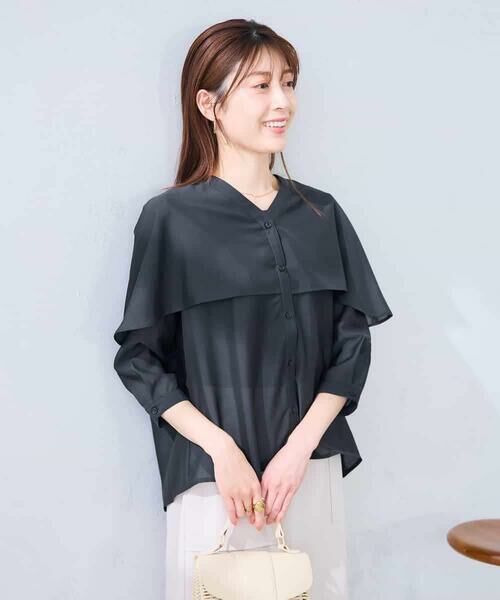 a.v.v / アー・ヴェ・ヴェ シャツ・ブラウス | ケープ風シアーブラウス | 詳細3