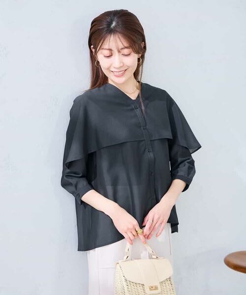 a.v.v / アー・ヴェ・ヴェ シャツ・ブラウス | ケープ風シアーブラウス | 詳細4